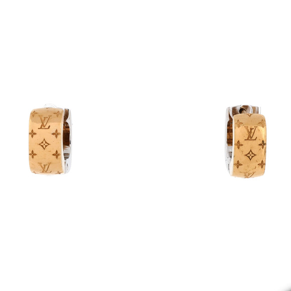 Louis Vuitton Bicolor Nanogram Hoop Earrings Metal - Picture 1 of 3